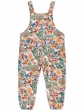 Apple Park 3T Woodland Forest Animal Print Overalls Organic Cotton Adjustable